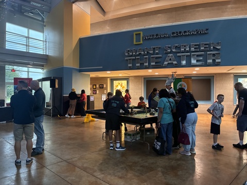 Crowd gathered at museum