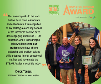 Teacher accepting award